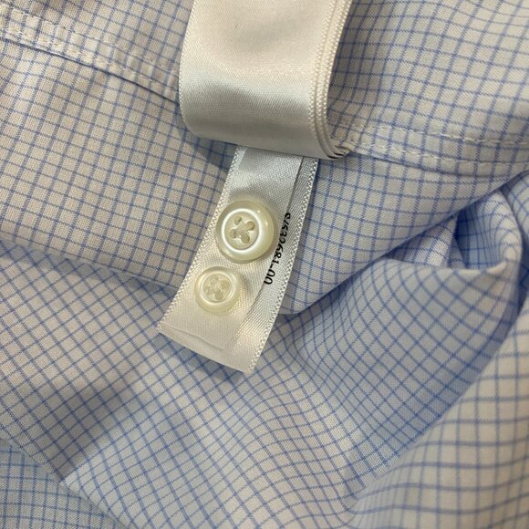 Banana Republic Slim Fit Non-Iron Dress Shirt — Blue Mini Grid (Men’s M) - Picture 5 of 10
